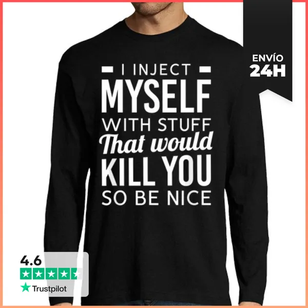 Camiseta Hombre Manga Larga Me Inyecto Cosas Tipo 1 Divertidas