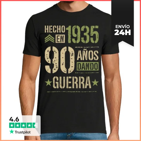 Camiseta Hombre Clásica 90 Cumpleaños Hecho En 1935 90 Años Dando