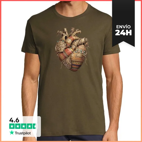 Camiseta Hombre Clásica Corazon Azteca LaTostadora
