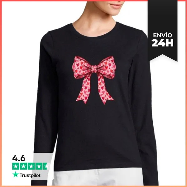 Camiseta Mujer Manga Larga Lazos Coquetos Y Bonitos Para El Día