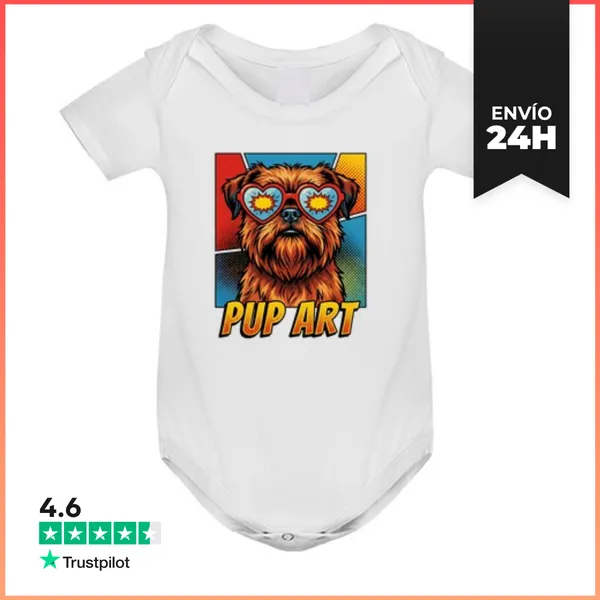 Body Bebé Perro Retro Brussels Griffon Pop Art LaTostadora