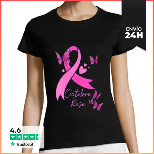 Camiseta Mujer Clásica Mujer Cáncer De Mama Octubre Rosa