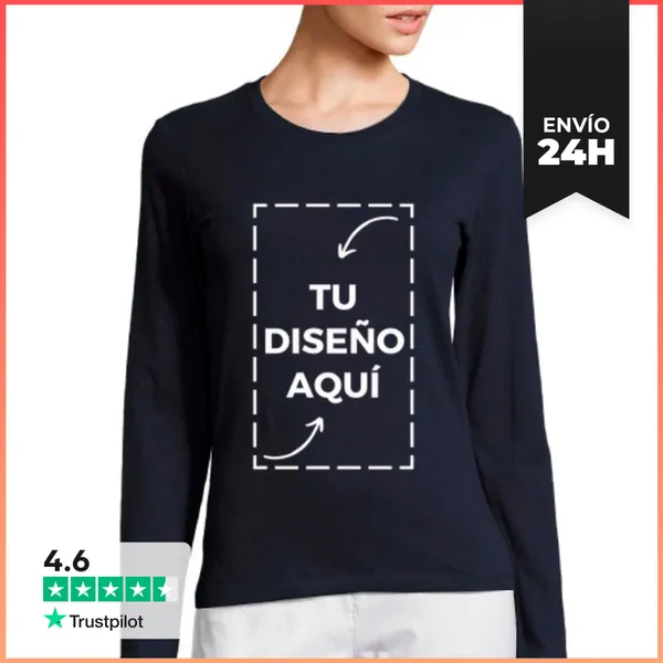 Camiseta Mujer Manga Larga Camiseta Manga Larga Personalizada