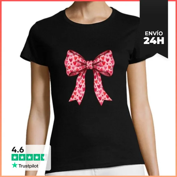 Camiseta Mujer Clásica Lazos Coquetos Y Bonitos Para El Día De