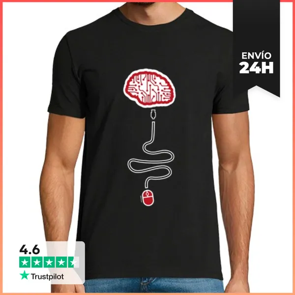 Camiseta Hombre Clásica Cerebro Y Ratón LaTostadora