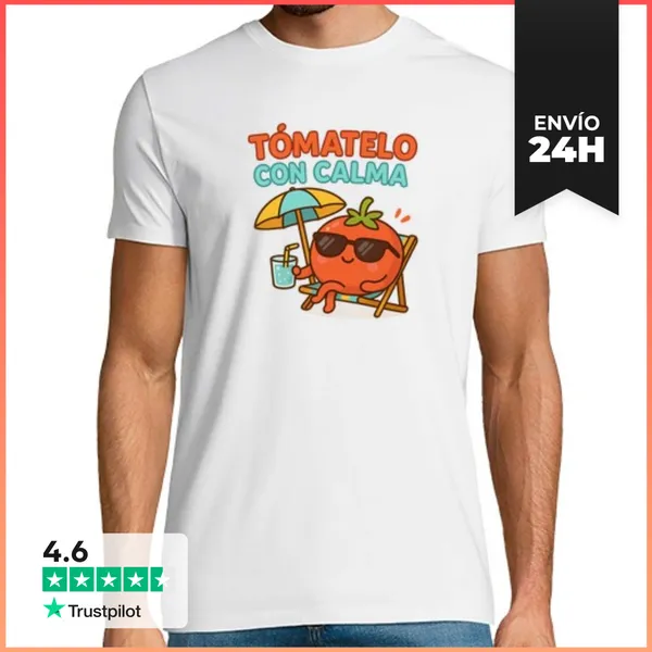 Camiseta Hombre Clásica TOMATE CON CALMA LaTostadora