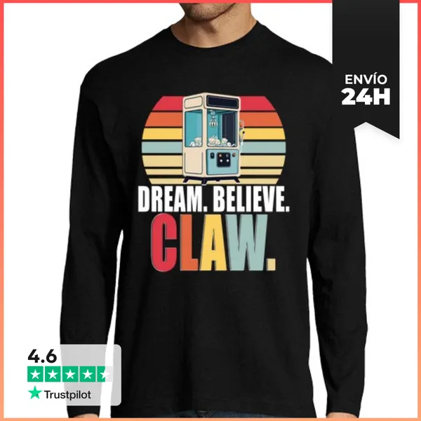 Camiseta Hombre Manga Larga Máquina De Garra Sueño Cree Garra