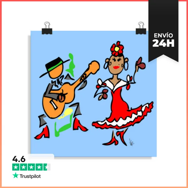 Póster Cuadrado Cuadro Flamenco LaTostadora