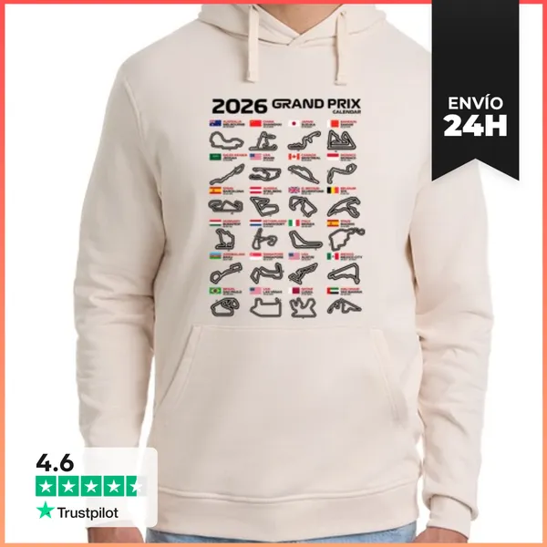 Sudadera Unisex Con Capucha F1 CALENDARIO CIRCUITOS GRANDES