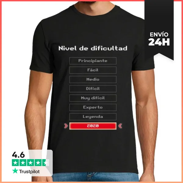 Camiseta Hombre Clásica Nivel De Dificultad 2020 LaTostadora