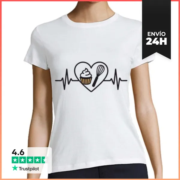 Camiseta Mujer Clásica Me Encanta La Pastelería Pastelero