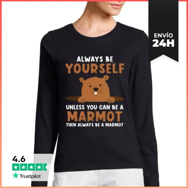 Camiseta Mujer Manga Larga Marmota Diciendo Gracioso LaTostadora