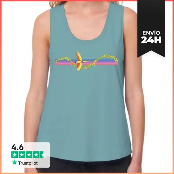 Camiseta Mujer Sin Mangas, Loose Fit Vuelo De Loro LaTostadora