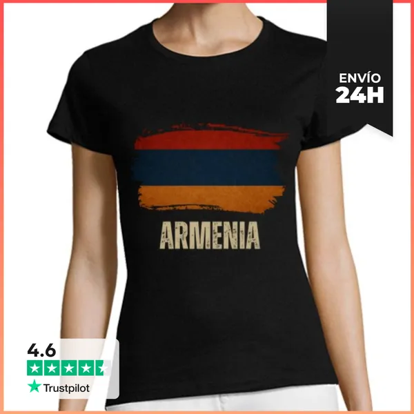 Camiseta Mujer Clásica Bandera De Armenia Vintage Grunge