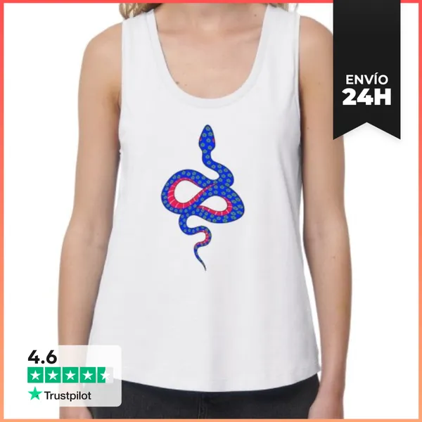 Camiseta Mujer Sin Mangas, Loose Fit Serpiente Flor LaTostadora