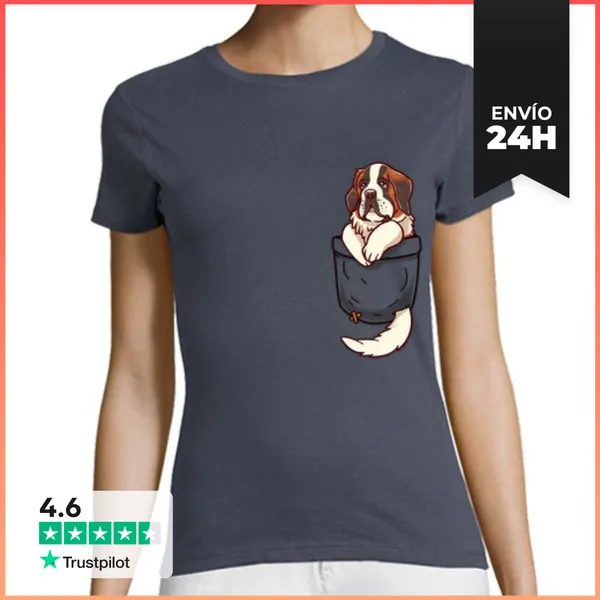Camiseta Mujer Clásica Bolsillo St Bernard - Camisa De Mujer