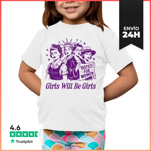 Camiseta Clásica Para Niños GIRLS WILL BE GIRLS VOTES FOR WOMEN