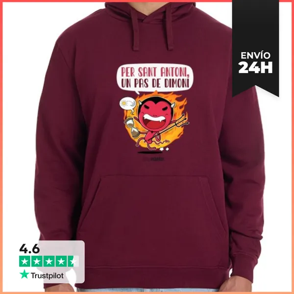 Sudadera Unisex Con Capucha Per Sant Antoni Un Pas De Dimoni