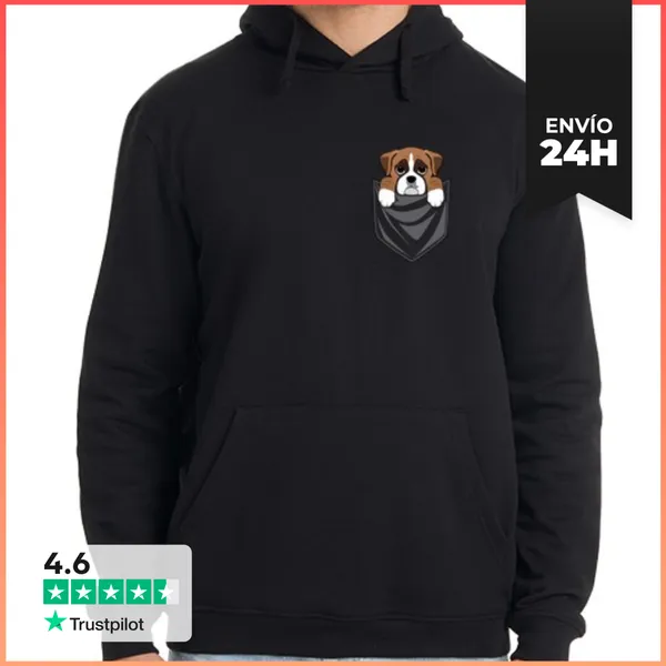 Sudadera Unisex Con Capucha Perro Boxer Bolsillo LaTostadora