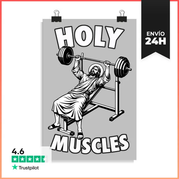 Póster Vertical Músculos Sagrados - Gimnasio De Jesús - Sátira
