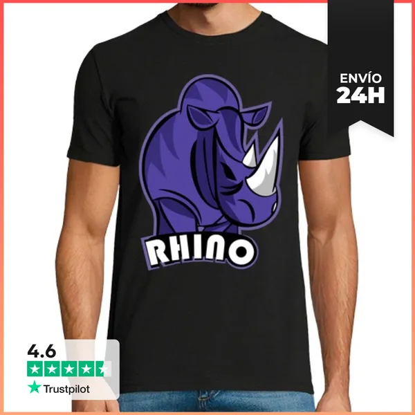 Camiseta Hombre Clásica Rinoceronte Morado LaTostadora