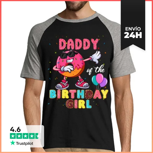 Camiseta Hombre, Estilo Béisbol Papá De La Niña De Cumpleaños
