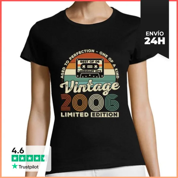 Camiseta Mujer Clásica 20 Cumpleaños 20 Años Vintage 2006