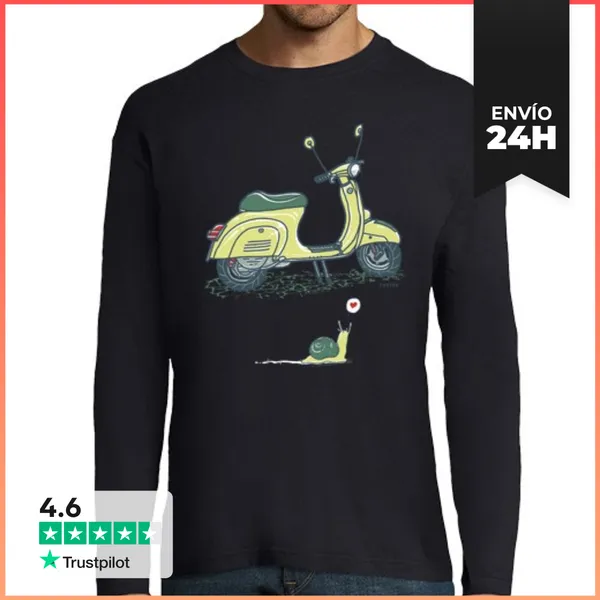 Camiseta Hombre Manga Larga Scooter Y Caracol-V1 LaTostadora