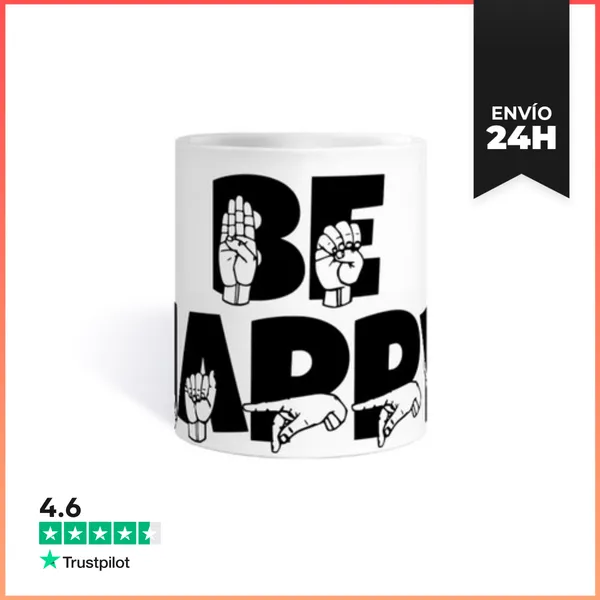 Taza Lenguaje Signos Leitmotiv Feliz Positivo LaTostadora
