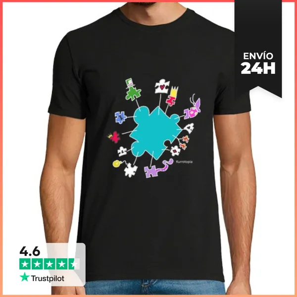Camiseta Hombre Clásica Autismo Pais Del Puzzle LaTostadora