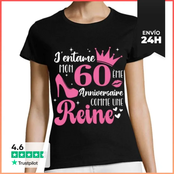 Camiseta Mujer Clásica Reina Cumpleanos 60 Mujer 60 Años