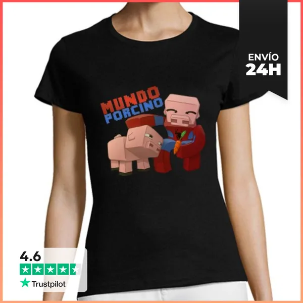 Camiseta Mujer Clásica Mundo Porcino LaTostadora