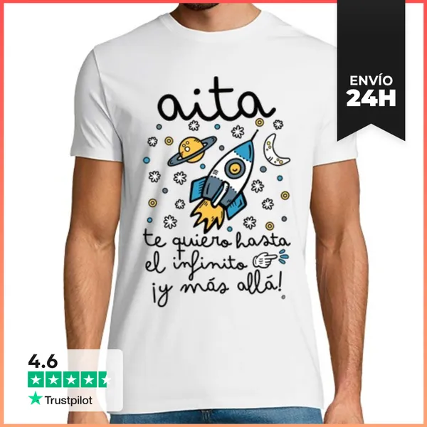 Camiseta Hombre Clásica Aita Te Quiero Hasta El Infinito Y...
