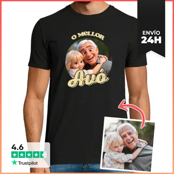 Camiseta Hombre Clásica Efecto Animación 3D Camiseta O Mellor Avó
