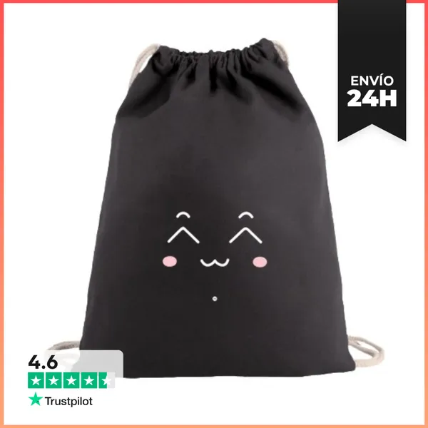 Mochila Saco Con Cuerdas Carita Nyaa Fo LaTostadora