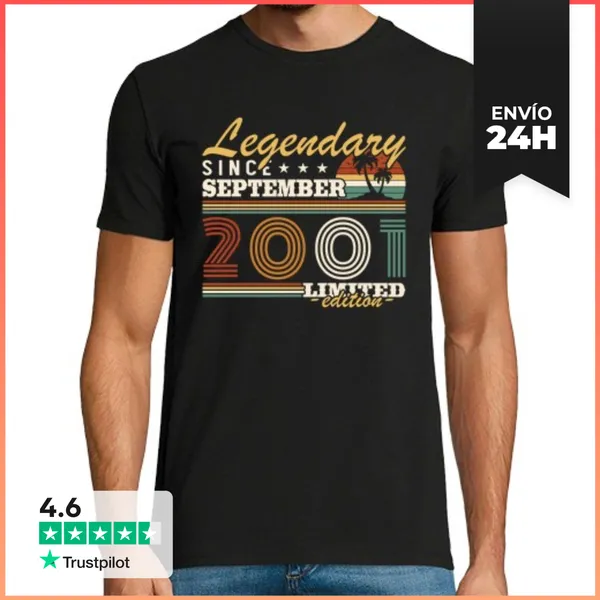 Camiseta Hombre Clásica Septiembre 2001 Vintage Cumpleaños Retro
