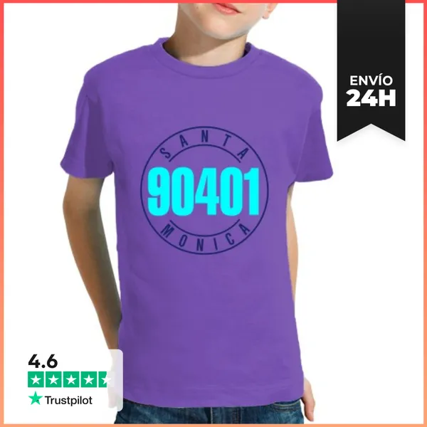 Camiseta Clásica Para Niños Santa Mónica 90401 En El Sello Del