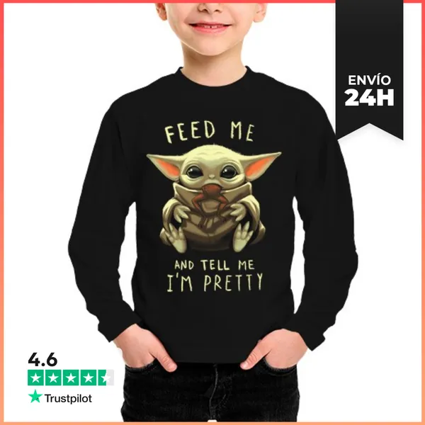 Camiseta Manga Larga Para Niños Baby Yoda LaTostadora