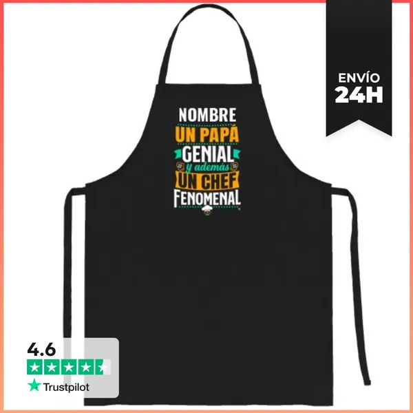 Delantal NOMBRE Papá Genial Chef Fenomenal LaTostadora