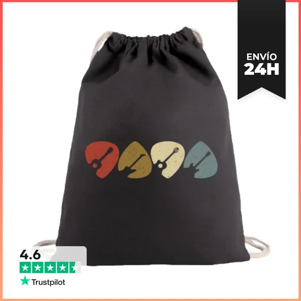Mochila Saco Con Cuerdas PÚAS GUITARRAS RETRO VINTAGE LaTostadora