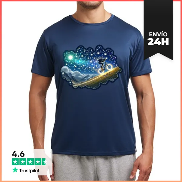 Camiseta Deportiva Hombre Ciclista Estelar Viaje Constelaciones