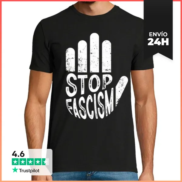 Camiseta Hombre Clásica STOP FASCISM WHITE LaTostadora