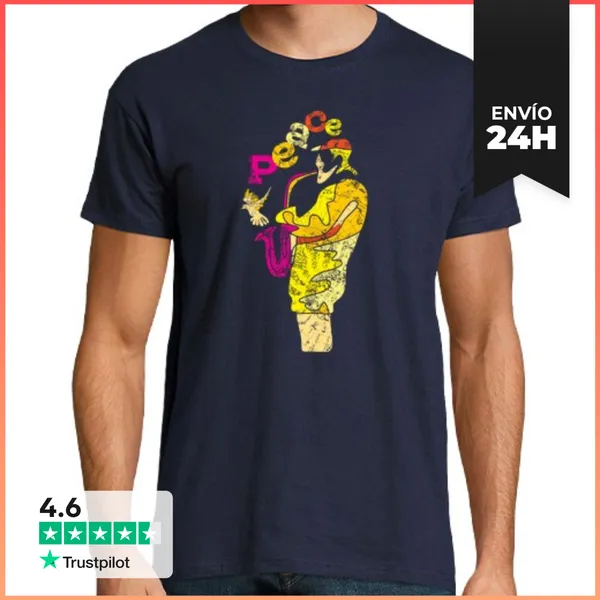 Camiseta Hombre Clásica Paz Jazz Saxofonista Músico LaTostadora