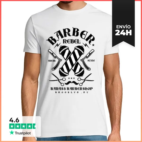 Camiseta Hombre Clásica Barber Rebel LaTostadora