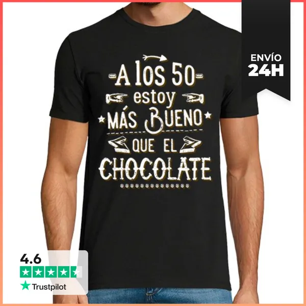 Camiseta Hombre Clásica A Los 50 Más Bueno Que El Chocolate