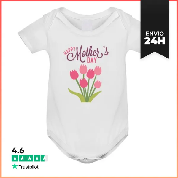 Body Bebé Feliz Día De Las Madres Ramo De Tulipanes Rosas