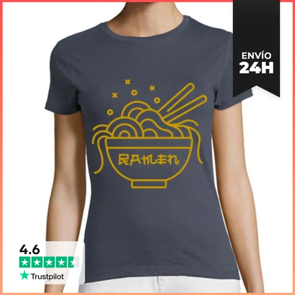 Camiseta Mujer Clásica Línea De Ramen LaTostadora