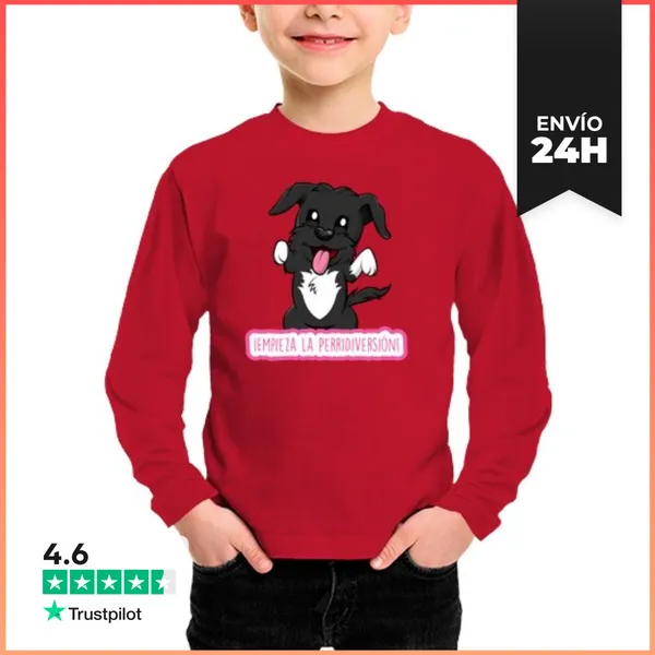 Camiseta Manga Larga Para Niños Lana Diversión Manga Larga