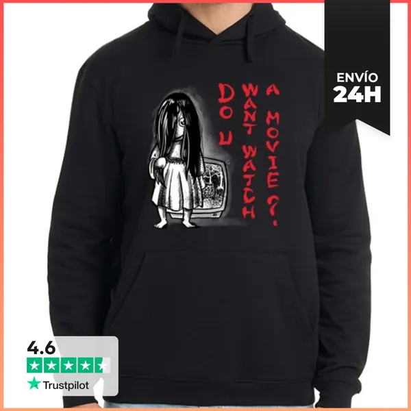Sudadera Unisex Con Capucha Do U Want Watch A Movie? Black