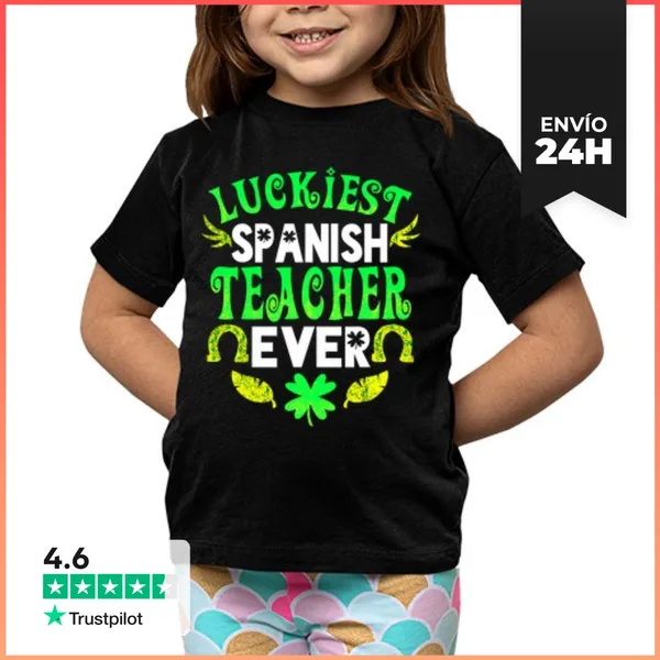 Camiseta Clásica Para Niños El Profesor De Español Más Afortunado